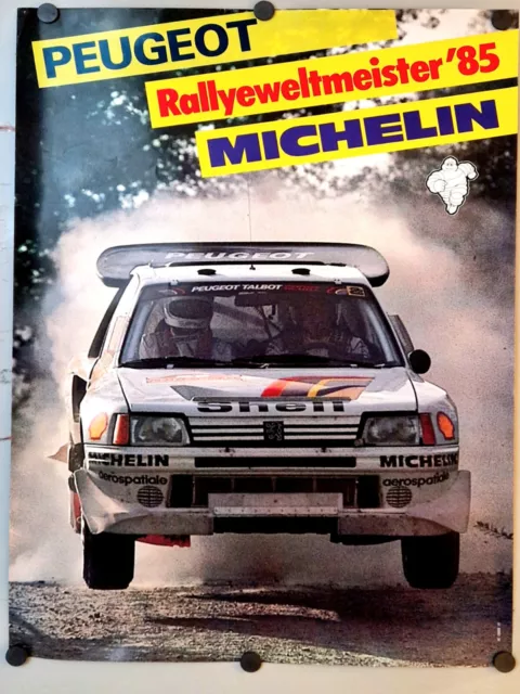 Grosses Plakat Poster Peugeot 205 Turbo 16 Rallye Weltmeister 1985 Mit Michelin