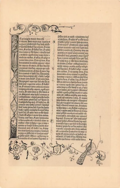 Postcard The Gutenberg Bible. (Latin Vulgate text.) Mainz about 1450 VTG VPC02.
