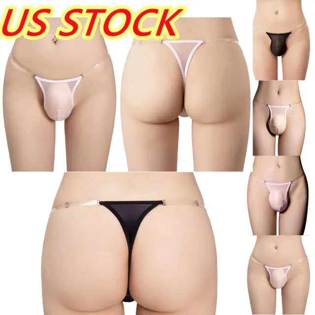 US Mens See-Through Bulge Pouch G-string Thong Low-Rise T-back Micro Swimwear