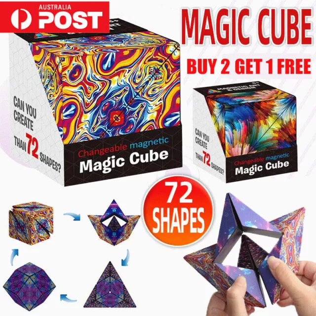 3D Changeable Variety Magnetic Magic Cube Hand Flip Puzzle Anti Stress Toys Gift