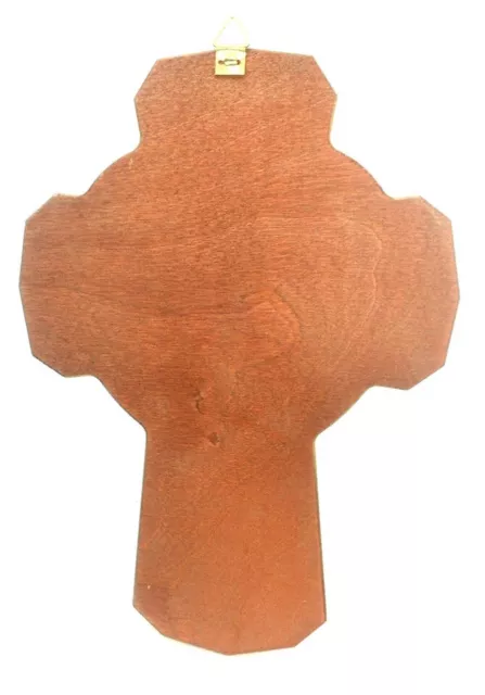 Sacred Heart of Jesus Wall Cross, Solid Walnut Wood, Made in Italy 3