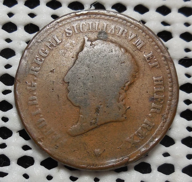 Scarce 1819 Naples Italy 5 Tornesi Coin Kingdom Of Two Sicilies