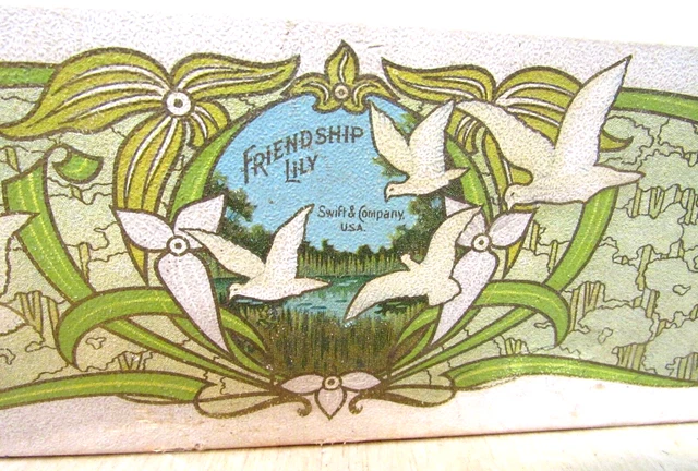 Vintage Green White Friendship Lily Soap Box Swift & Co. USA Advertising