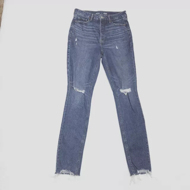 OLD NAVY WOMEN'S Size 8 Tall Blue Skinny High Rise Distressed Dark ...
