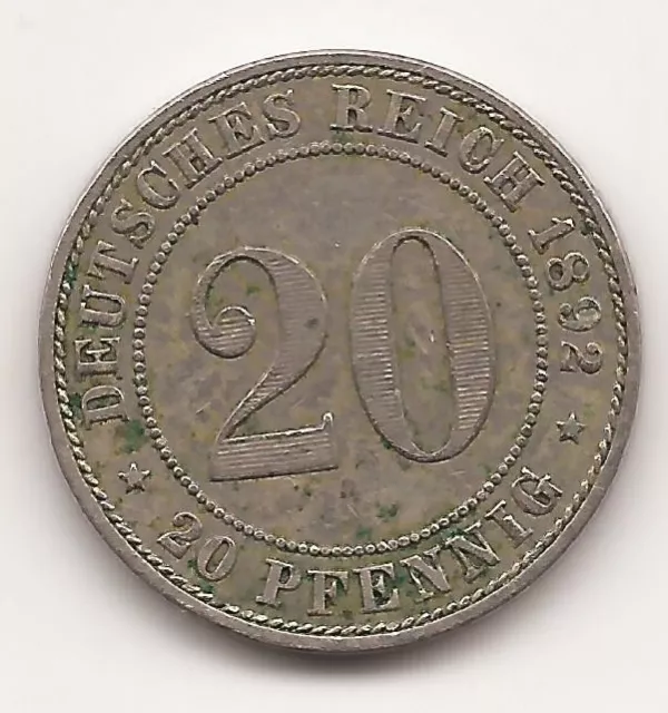 Deutsches Reich Kaiserreich 20 Pfennig 1892 A, BERLIN, RAR!!!