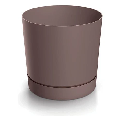 Pot De Fleur Avec Soucoupe Intégrée 20 Cm - Capacité 4,7L, Plastique Résistant, Beige, Pour Intérieur Et Extérieur - 4