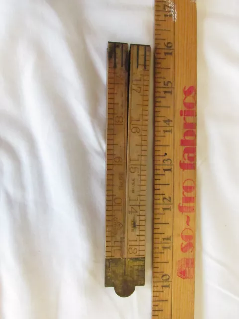 Vintage Stanley No 61 Folding Boxwood Wood Brass Rule Ruler 2 Feet 24" Tool