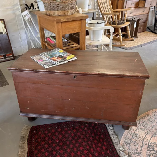 Large Antique Chest Vintage Wooden Storage Trunk Blanket Box Coffee Table