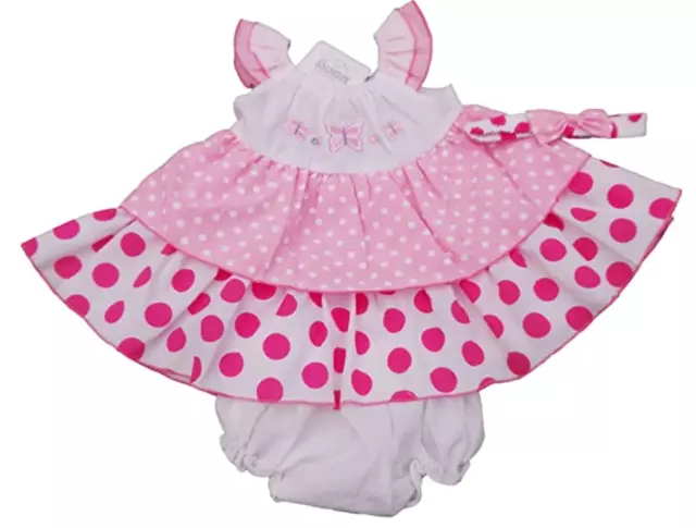 Set abito a farfalla estivo spotty per bambine nuovo con etichette 6-9M 9-12M