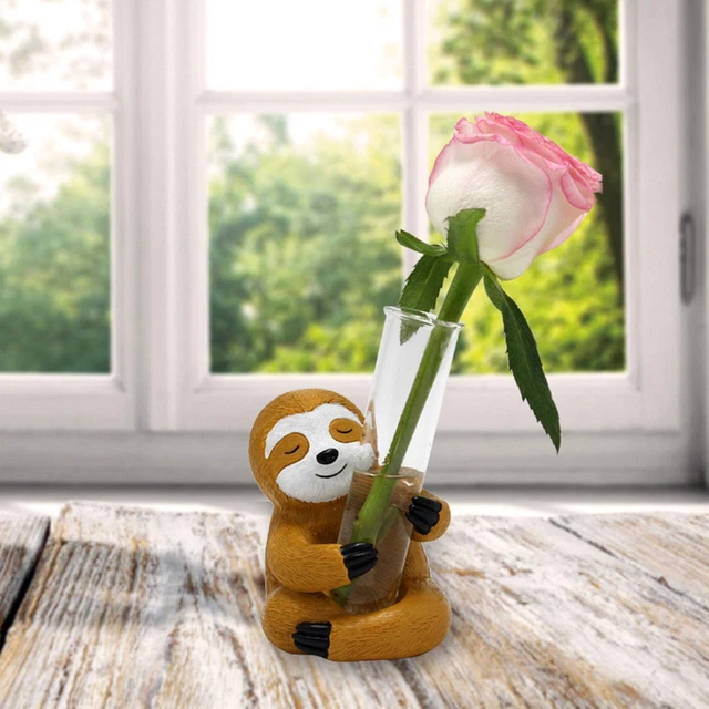 Tube à essai Vase Paresseux Statue Décor À La Maison Bureau Art Pot de Fleurs