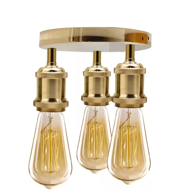 Modern 3 Way Semi Flush Ceiling Light Fitting French Gold Metal Lounge Home