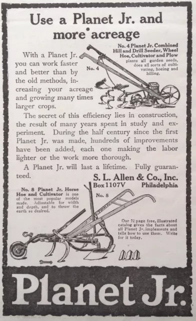 1921 Ad(Xe11)~Planet Jr. No.4 And No.8 Hoe, Cultivator And Plow