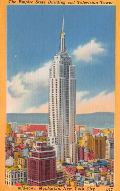 New York City NY Empire State Building Manhattan Downtown 1930s Vtg Postcard R8