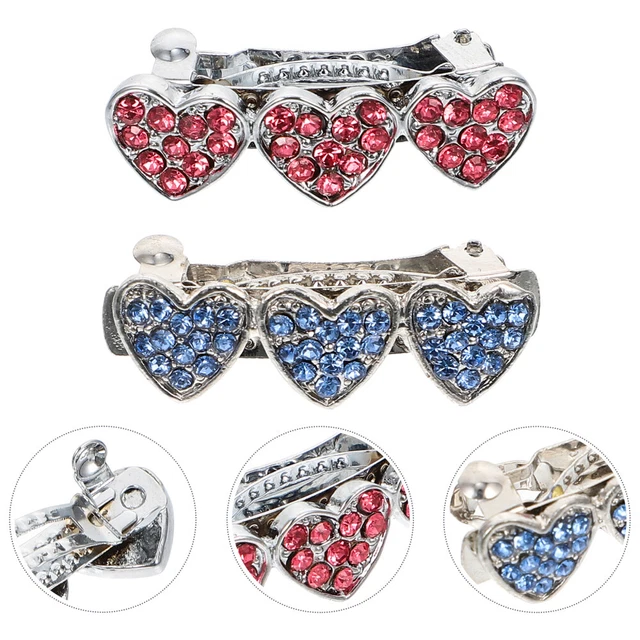 Accesorios para el pelo de mascotas para niños Perla Barrette pelo de perro en forma de corazón 2 piezas