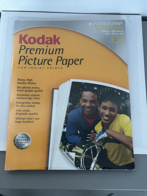 Kodak Premium Bilderpapier Ultrahochglanz A4 15 Blatt 220g 200 Mikrometer versiegelt