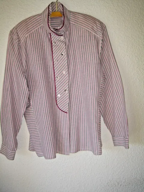 Langarm Bluse in Gr. 38, mehrfarbig gestreift, Stehkragen, Baumwolle/Polyester