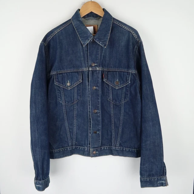 LEVIS Mens red tab 70500 blue denim trucker jacket Slim fit SZ XL (M3740)