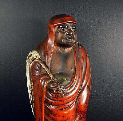 Ecole Zen Bodhidharma 菩提达摩 達磨 moine bouddhiste Japon XIX Japan sculpture H:26 cm 2