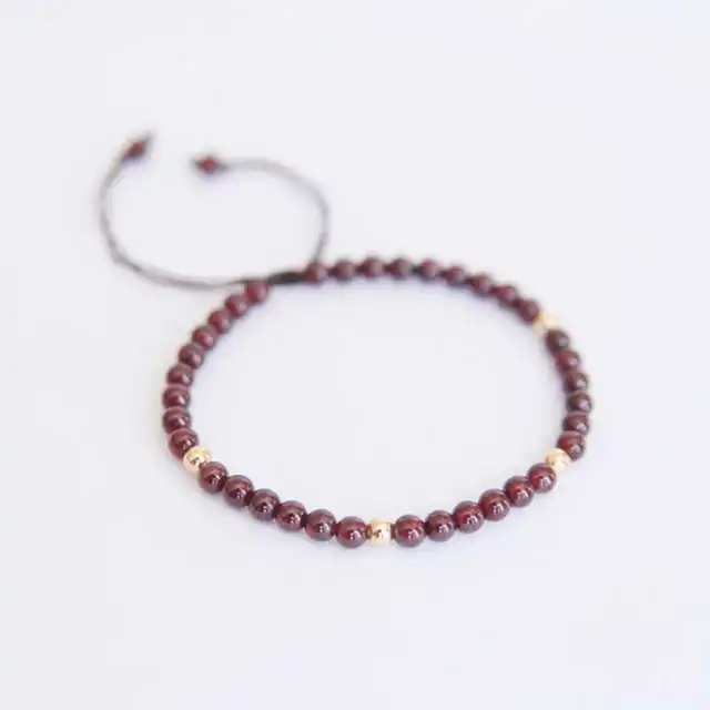 4MM Natural Garnet beads Lucky Cuff Bracelet Meditation Elegant Blessing Yoga