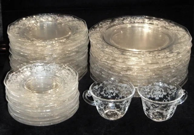 Vintage Fostoria "Navarre" Etched Clear Crystal Dinnerware & Serving Ware