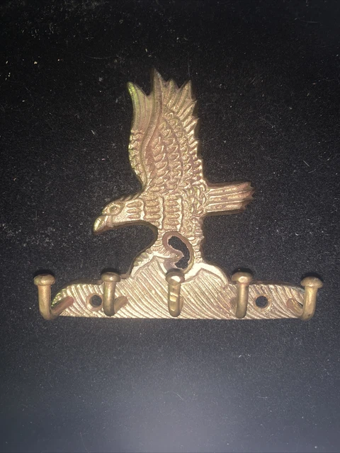 Vintage Solid Brass Eagle Key  Wall Holder Hanger Hook