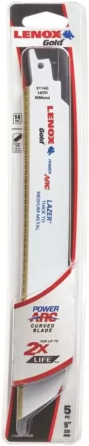 5 Pack Lenox 210989114GR Gold Power Arc Reciprocating Saw Blades 9" x 1", 14 TPI
