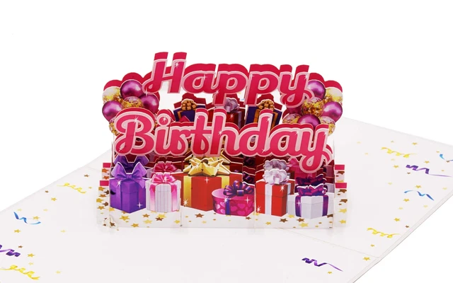 Biglietto Auguri Compleanno 40 Anni Pop Up 3D - Con Numero 40 - Misura 50x20 Cm - Con Busta - Foto 9