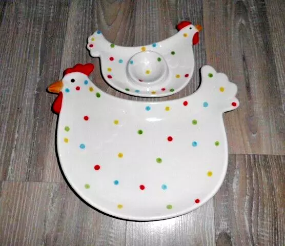 Frühstück Set Huhnteller und Huhneierbecher, Huhnform Huhn Eierteller