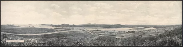 1913 Panoramic: Pacific entrance to the Panama Canal,showing Balboa Wharf