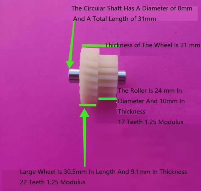 Nylon Wheel 22 Teeth 1.25 Modulus+17 Teeth 1.25 Moduls for Massager Turning Gear