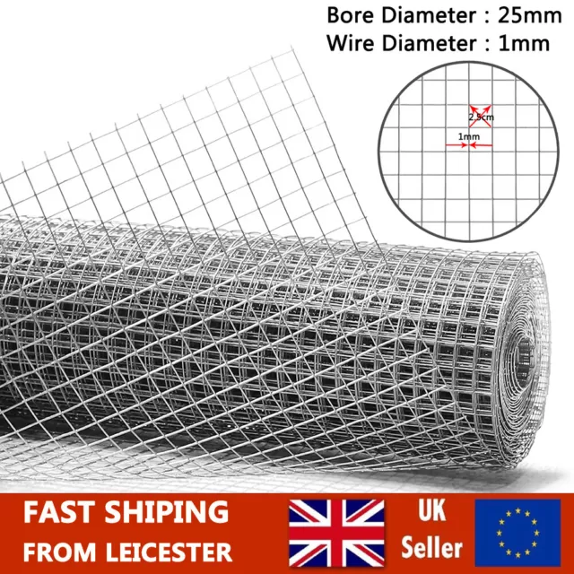 8M Galvanised Welded Wire Mesh Fence Aviary Rabbit Hutch Chicken Pets Wire Fence