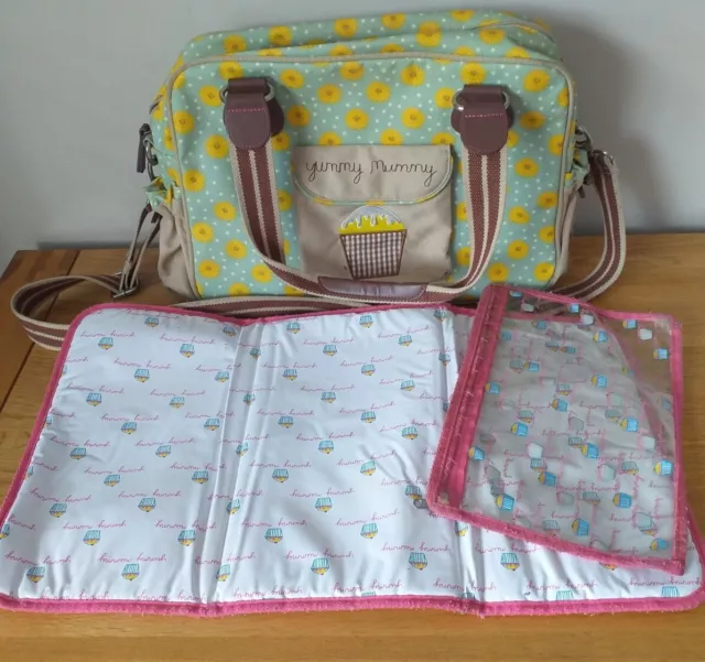 Yummy Mummy Cupcake Baby Changing Nappy Bag Pink Lining With Mat