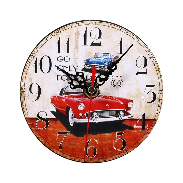 (#2)Horloge Murale Antique Créative Style Vintage Horloges Rondes En Bois Home