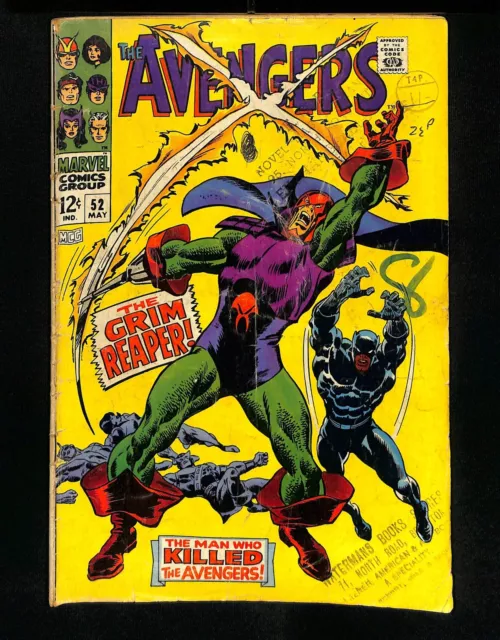 Avengers #52 1st Appearance Grim Reaper! Black Panther! Marvel 1968