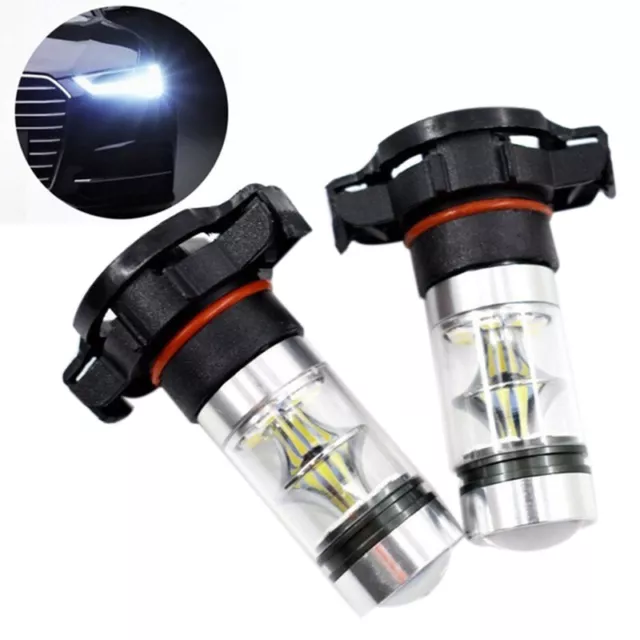 2x 5202 H16 PS24w High  100w 6000k Super White Led Fog Drl Lights Bulb D2R9b