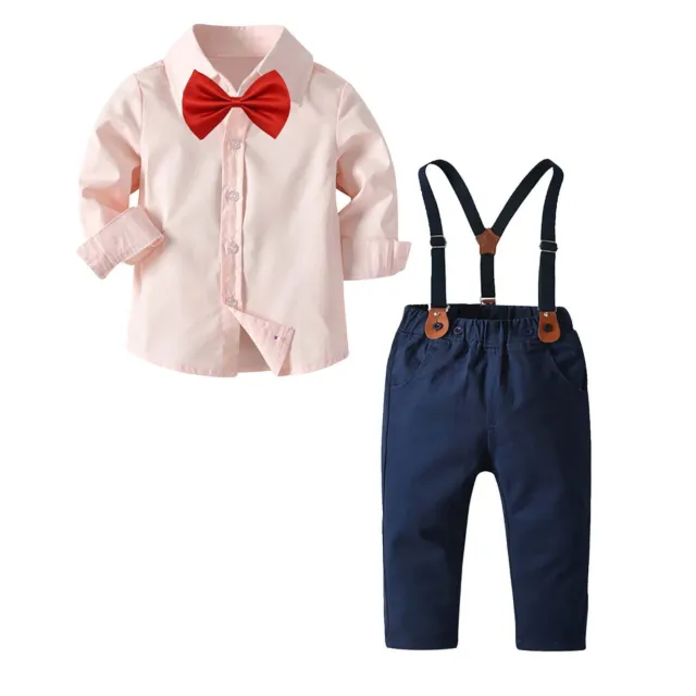 Kinder-Gentleman-Outfit Jungen langärmliges Button-Down-Revers-Hemd Hosen Sets