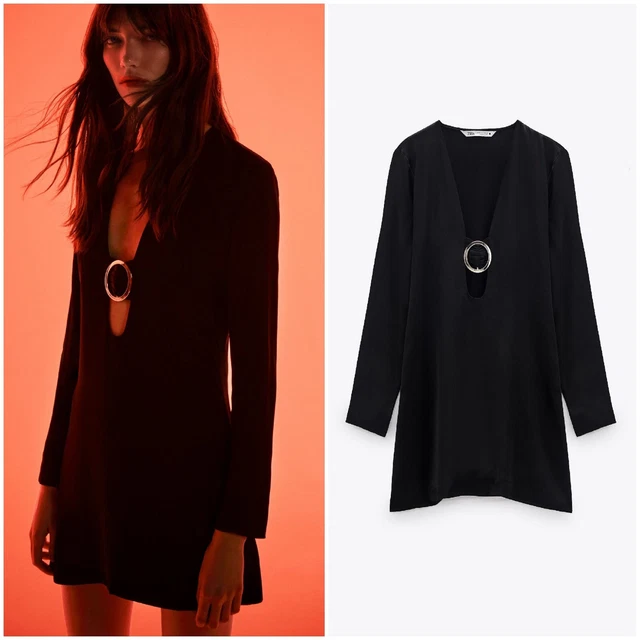 zara short dress with metal ring detail