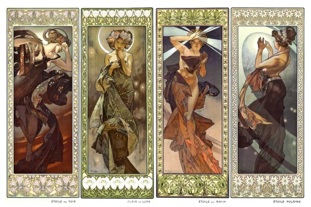 Alphonse Mucha - Autumn Moon and Stars (1902) Poster Art Print Painting Gift