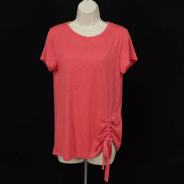 INC International Concepts Womens Ruched Shirt S Small Side Tie Hem Coral Pink