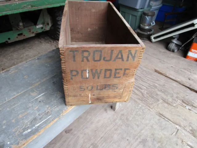 Vintage Wooden Advertising Crate Wood Box Trojan Powder Co Allentown Pa Mining