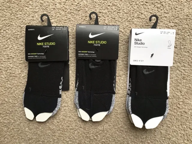 Nike Studio Black Footie Dance Socks X 3 Pairs Womens Sz 5.5 - 6.5 BNWT