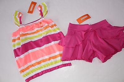 Gymboree Bright and Beachy Girls Size 5 Stripe Top Shirt Frilly Shorts  NWT