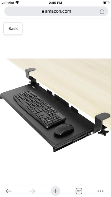 VIVO Large Keyboard Tray Under Desk Pull Out with Extra Sturdy C Clamp Mount Sys