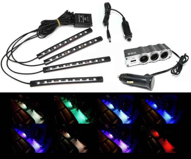 LED RGB Multicolore Léger Bande Intérieur Sous Voiture Siège Dash Mise Feu Mall