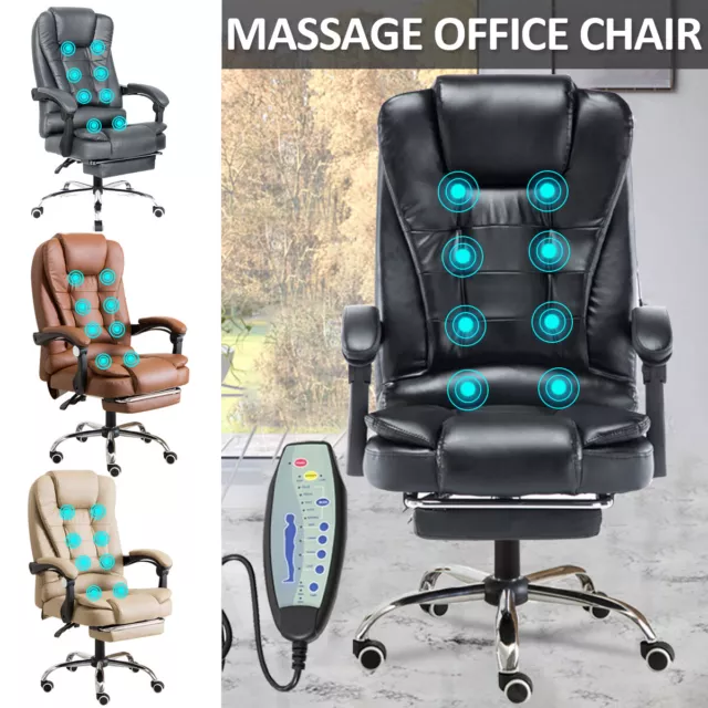 2/8 Point Massage Swivel Office Chair Gaming PC Computer Desk Executive Recliner