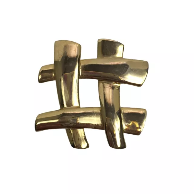 Vintage Hashtag Pound Number Sign Pin Brooch Gold Tone