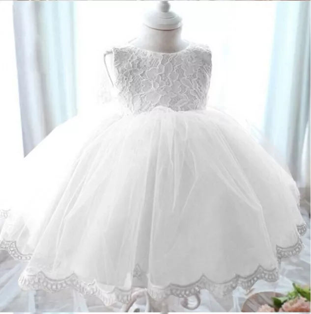 Delilah Baby Flower Girl Dress Christening Birthday Lace Gown & FREE Headband