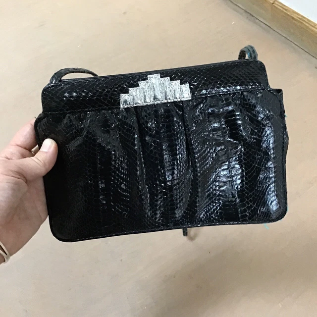 Vintage 80s Mary Ann Rosenfeld Patent Leather Glam Rock Cross Body Purse