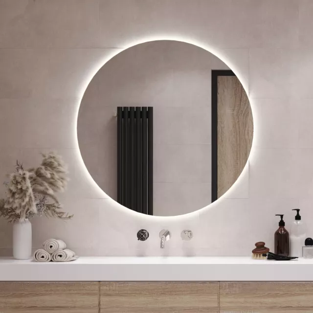 Moderne Rond Miroir De Salle De Bain Lumineux Led Illumination 40 cm