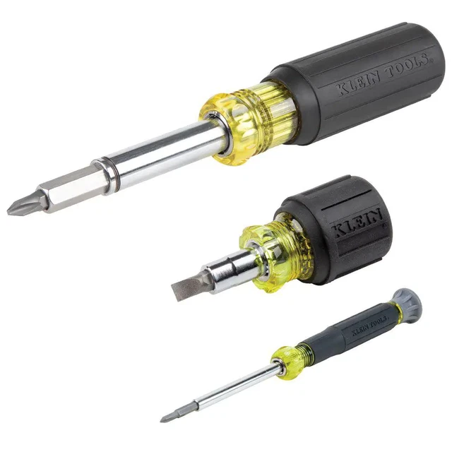 Klein Tools 4-Pc Multi-Bit Screwdriver/Nut Driver Tool Kit Durable Hand Tool